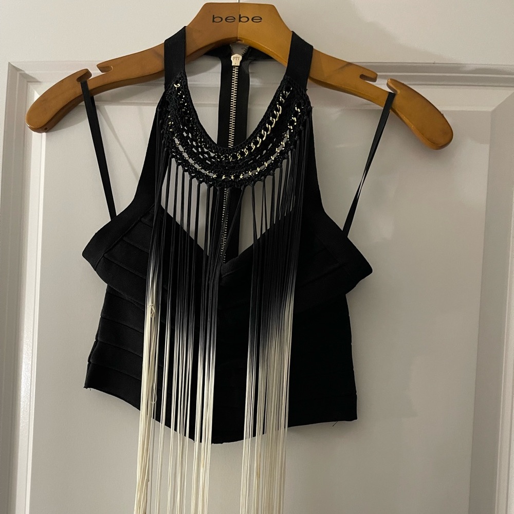 Black Halter Crop Top With Shingles